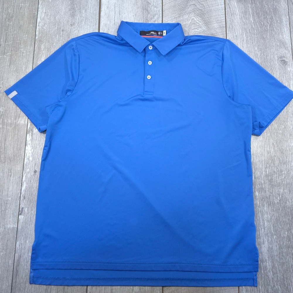 RLX Ralph Lauren Polo Shirt Men XL Blue Short Sleeve Performance Stretch Golf